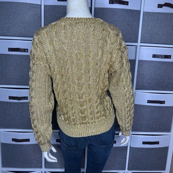 Lillie Rubin Exclusive Vintage Gold Metallic Beaded Sweater Size Small - Picture 2 of 10